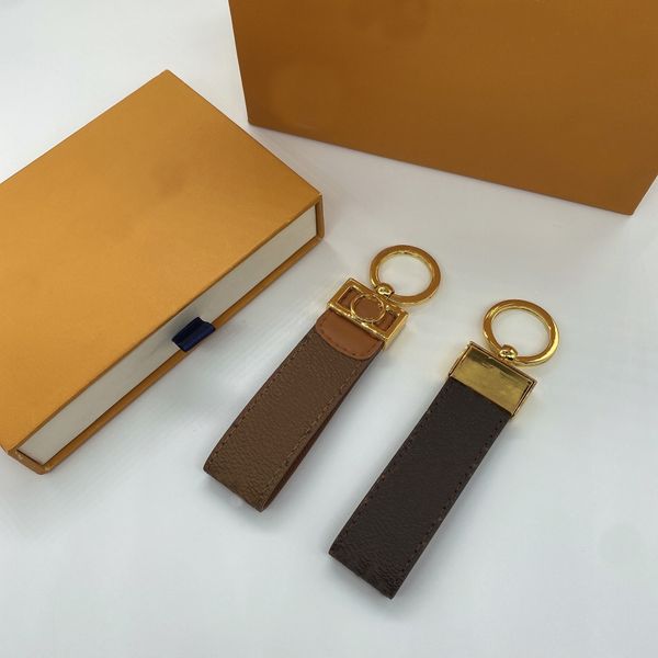 

luxury designer keychain buckle lovers car keychain handmade leather designers+box, Silver
