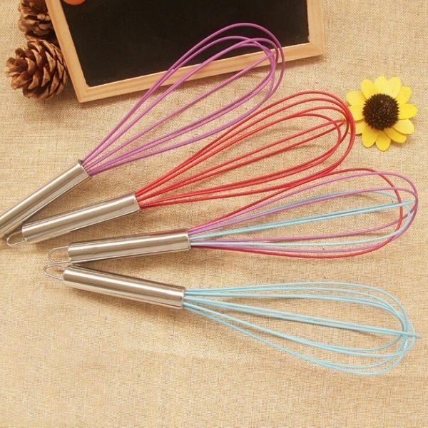 

mixer wire tool stirrer creative beater kitchen colorful silicone egg whisk stainless steel handle