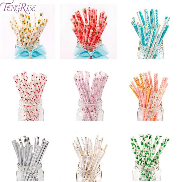 

fengrise 25pcs paper straws baby birthday decoration kids flamingo wedding event party supplies creative mixed colors