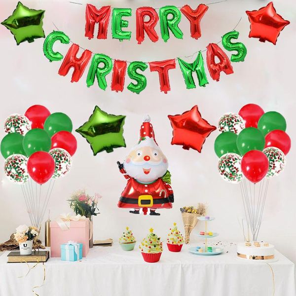 

24pcs с рождеством шары набор украшения санта-клаус снеговика фольга ballon с рождеством письмо шар поставки шарика партии bbycrn