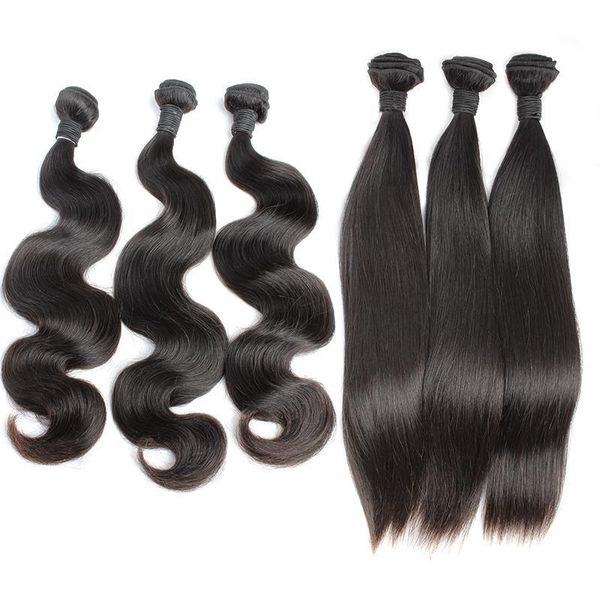 

body wave hair bundles brazilian virgin remy human hair weaves unprocessed straight hair extensions weft amazing bellahair, Black