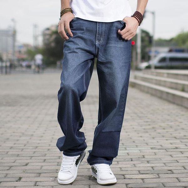 

hip hop skateboard relaxed brand men big baggy jeans teen boys jeans long loose fit mens harem pants plus size 40 42 44 461, Blue