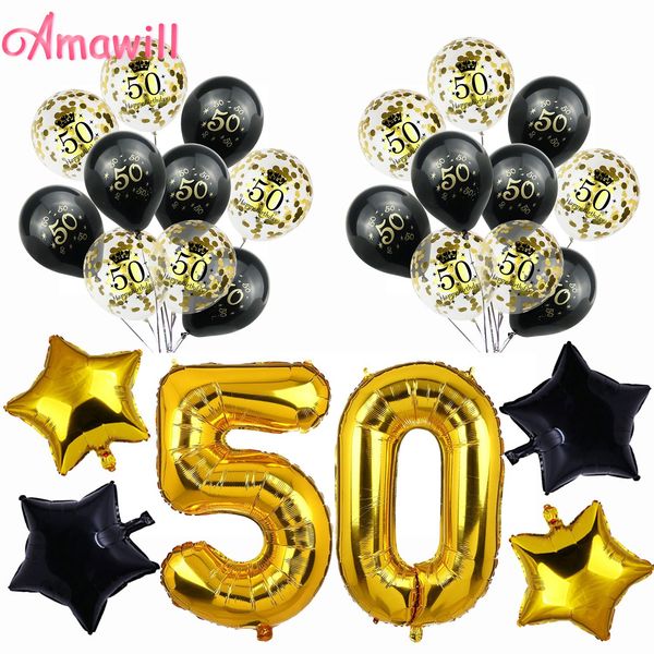 

amawill 50th birthday balloon set 50 years old birthday party decorations digital 50 foil globos for party supplies 75d qyljbc