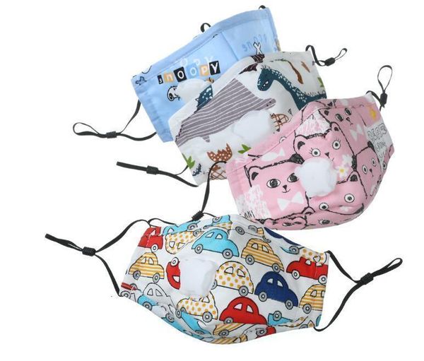 

cartoon mask children cotton quality face kids masks with active carbon filter breather valve pm2.5 in stock152454
