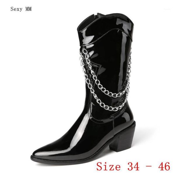

boots spring autumn high heels women mid calf woman short heel shoes plus size 34 - 40 41 42 43 44 45 461, Black