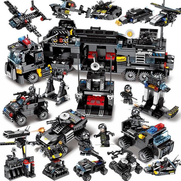 

828pcs city police swat truck building blocks sets ship vehicle ings technic diy bricks playmobil toys for boys children wmtyhe rimmer