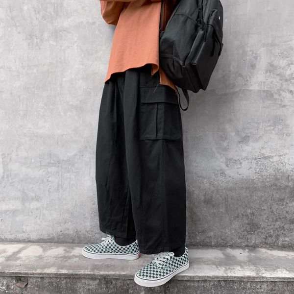 

men's pants japanese streetwear cargo men oversized hip hop casual black trousers 2xl plus size vintage pantalon homme