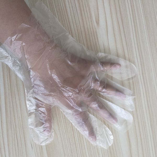 

glove 100pcs one bag clear white plastic disposable food grade waterproof transparent home clean gloves