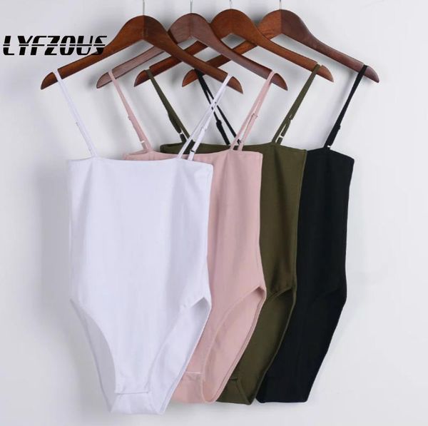 

lyfzous black bodysuit women backless sling bodycon jumpsuit rompers 2020 solid skinny bodysuits slim overalls, Black;white