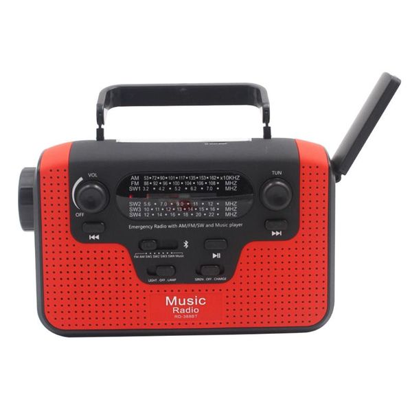 

solar charging tunable usb portable hand crank car led am fm home outdoor camping emergency bluetooth radio speaker