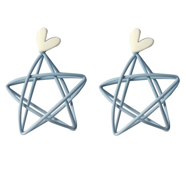 

красивый контраст небольшой свежий звезда серьги простой трехмерный дизайн серьги любовь серьги, Silver