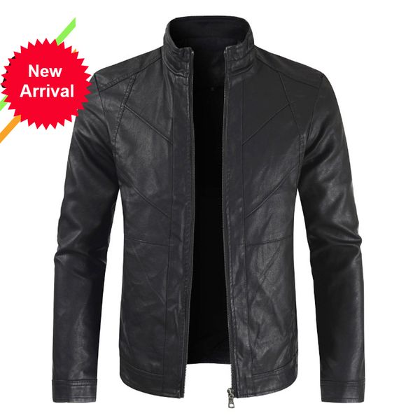 

2021 new overcoat men's street windbreaker coat men leather fur clothing pu casual jacket male locomotive 9jrn, Black