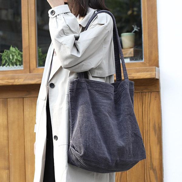 

cross body fashion large-capacity shopping bag casual canvas handbag simple retro corduroy shoulder