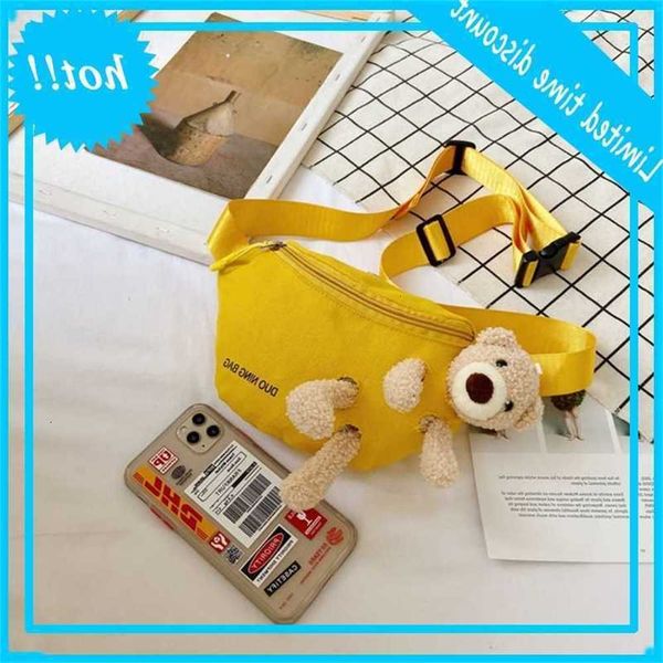

fashion cute bear canvas wild breast bag trendy all-match messenger women casual daily slight tail task cartoon personality