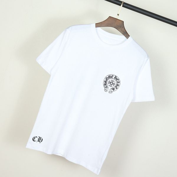 

outlet 19ss short men's and women's cross horseshoe ch pullover crew neck half sleeve base shirt ins super fire t-shirt for men hz, White
