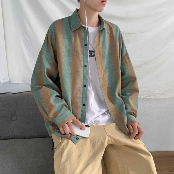 

long sleeve vertical striped shirts men japanese korean stlyle clothes joker oversize harajuku streetwear men shits 50cs1, White;black