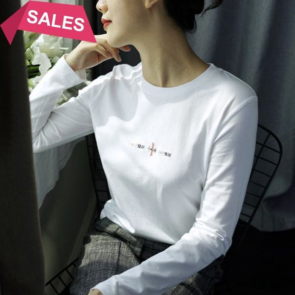 

2021 new letter printing cotton t-shirt women spring summer all-match ladies short sleeve korean fashion girls tees 88z2, White
