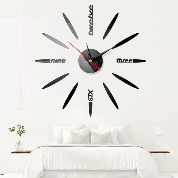 

mute living room home decor wall clock pointer self adhesive 3d diy mirror surface bedroom sticker acrylic modern bar office1