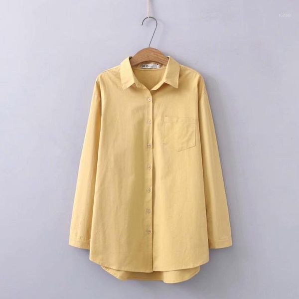 

solid pink sky blue cotton women loose shirts 2020 new plus size casual ladies spring blouse female oversize1, White