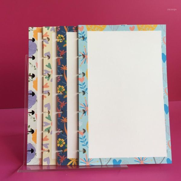 

80pcs a5b6 notebook loose-leaf paper hand account book refill daolin paper notepad colorful inner mushroom hole loose-leaf1, Purple;pink