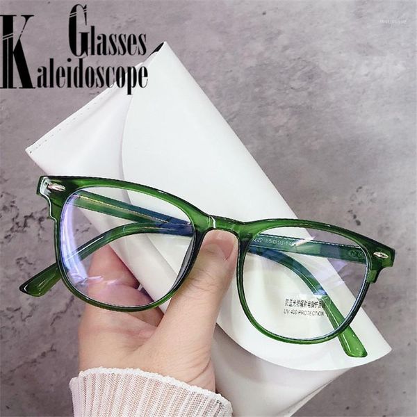 

fashion sunglasses frames blue light blocking computer glasses frame women men optical prescription spectacle transparent green fake eyeglas, Black