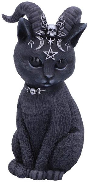 Statua gatto, resina, nero e argento, 11 cm