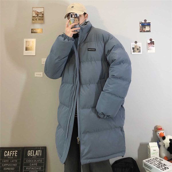 

long standing collar men's down jacket, korean version, slim thickened, warm, foreign style, youth leisure and handsome winter coat, Black