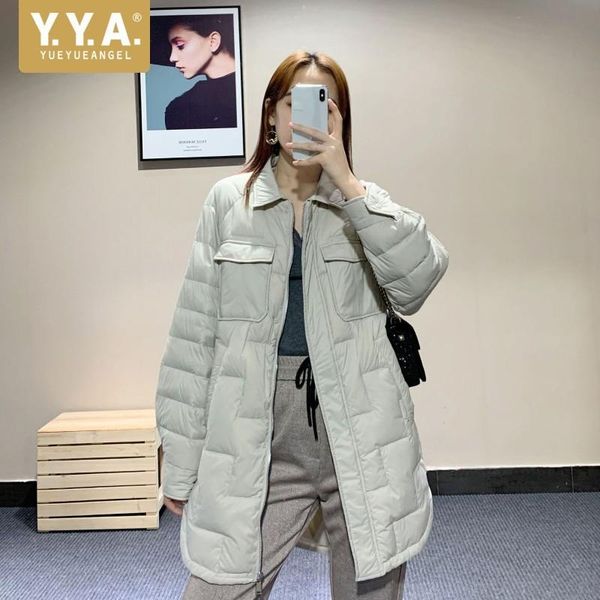 

women's down & parkas winter fashion lightweight warm womens loose fit coats casual long sleeve zipper pockets lapel female medium leng, Black