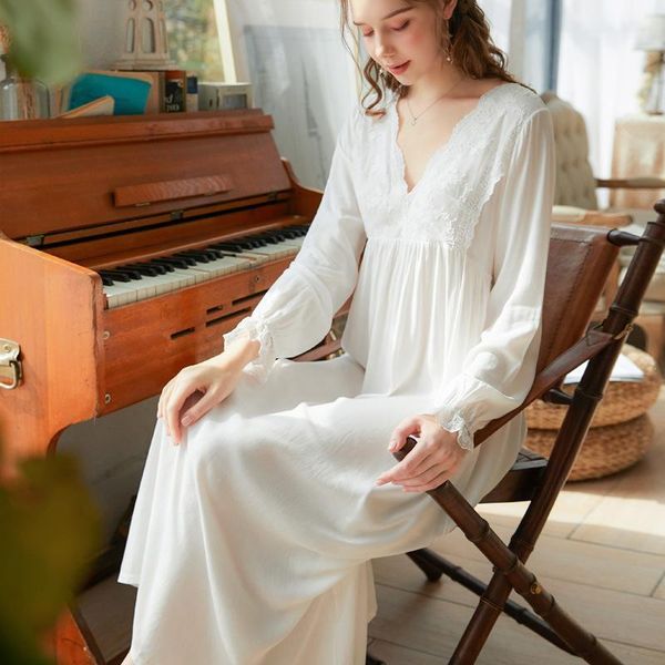 

women's sleepwear cotton v-neck night dress 2021 women nightgown long sleeve sleepshirts nightdress nightie sleepwear1, Black;red