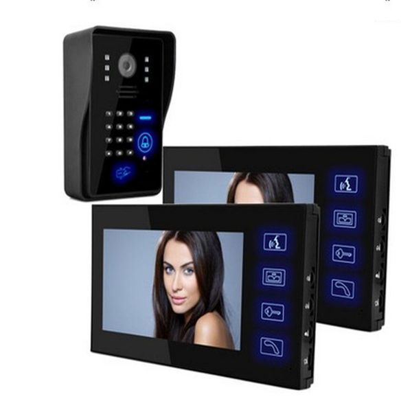 

7'' video door phone intercom access control system 1 monitor + 1 rfid access doorbell camera+ wireless remote control unlock1