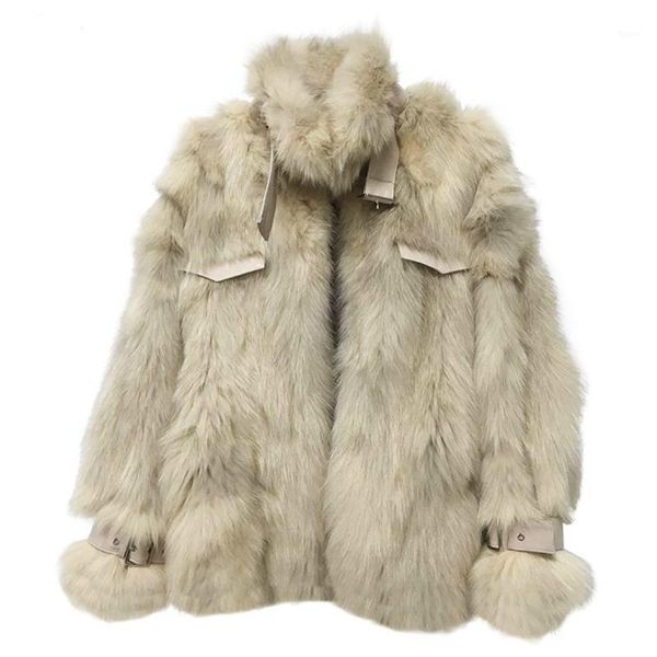 

women faux fur coats plus size vintage winter coat women color matching vintage fashion fake fur coats 2020 d1661, Black