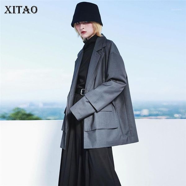 

xitao patchwork single breasted blazer women 2020 autumn casual fashion new style temperament all match women clothes dzl20931, White;black