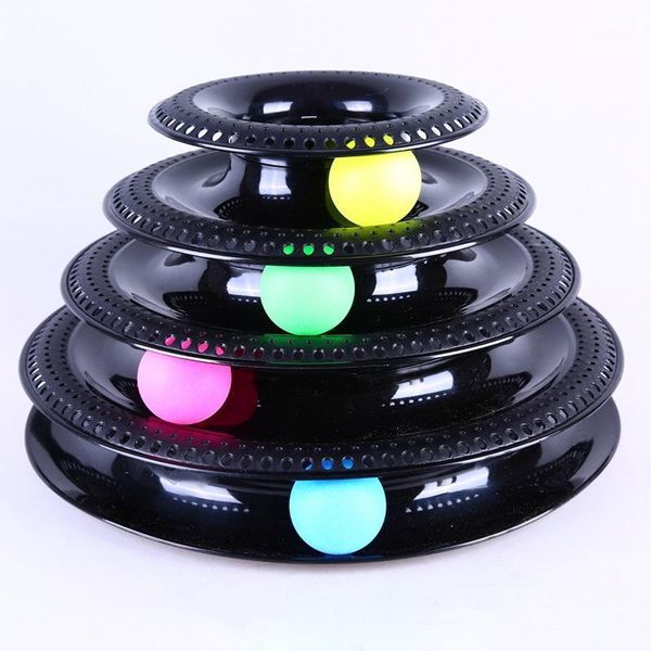 

funny pet interactive toy cat colorful 3/4-layer plastic tower tracks toy with balls for iq traning1