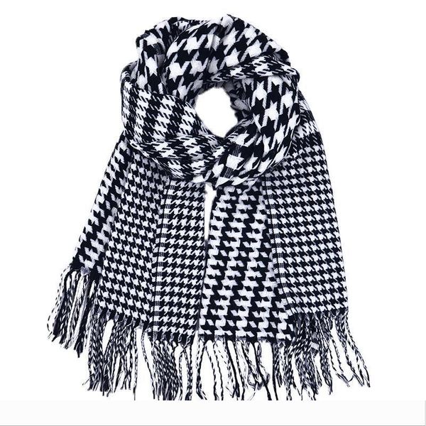 

luxury-designer scarf for women plaid bufandas mujer black houndstooth warm scarf women winter scarves shawls blan, Blue;gray