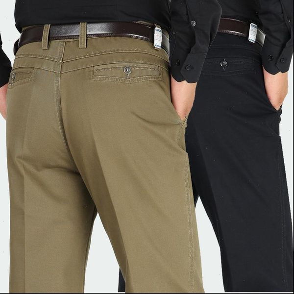 

loose high waist casual pants men straight cotton classic solid business 2021 autumn winter black man pants