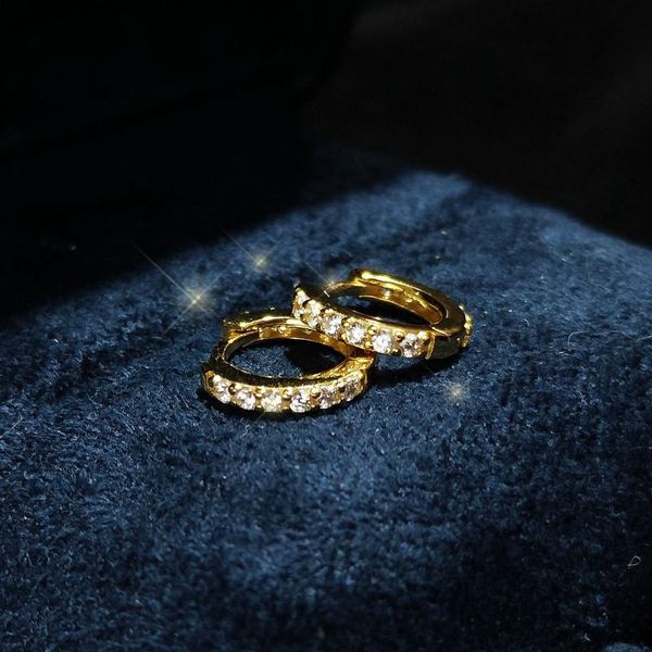 

hoop & huggie lii ji mini 925 sterling silver zircon earrings gold plated fashion jewelry for women gift, Golden;silver