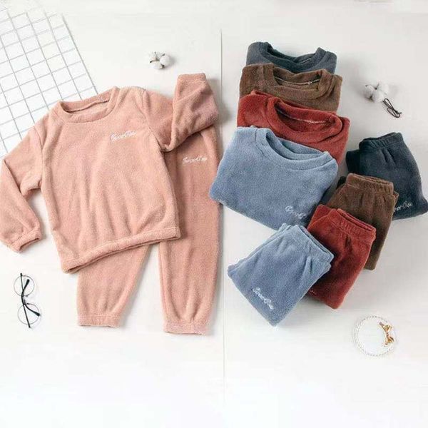 

coral children's double-sided warm plush pants thickened autumn and winter new pajamas set household clothw47d 6nbj6nbj1uti, Blue;red