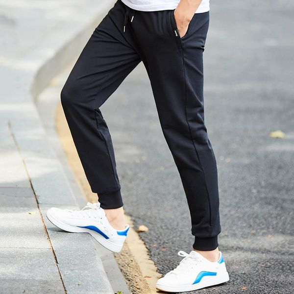 

mrmt 2019 brand summer men's trousers thin section casual trousers closed mouth youth cotton pants for male elastic trouser, Black