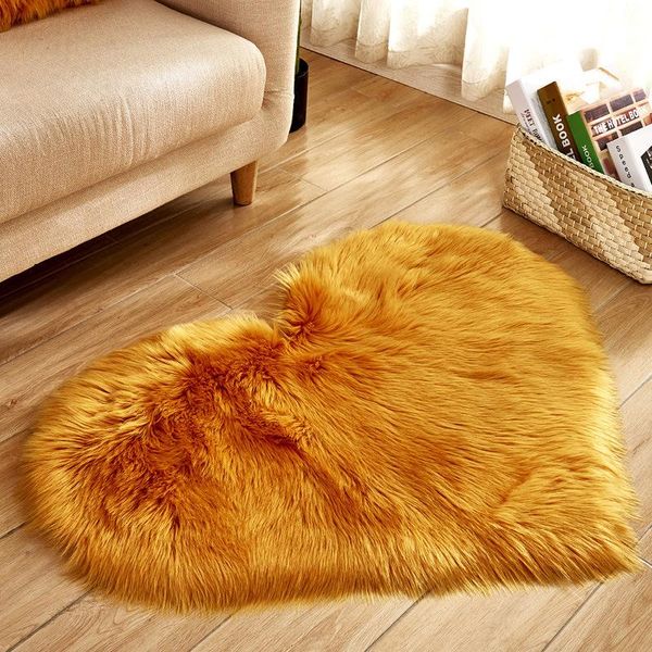

simple gray rugs heart-shaped fluffy rug and tapetes carpet rugs soft faux fur wool modern rug living room decor sheepskin