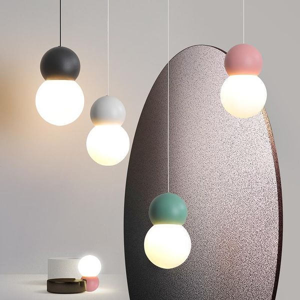 

nordic macaron led pendant lamp fashion living room entrance restaurant cafe bedroom bedside lamp modern chandelier