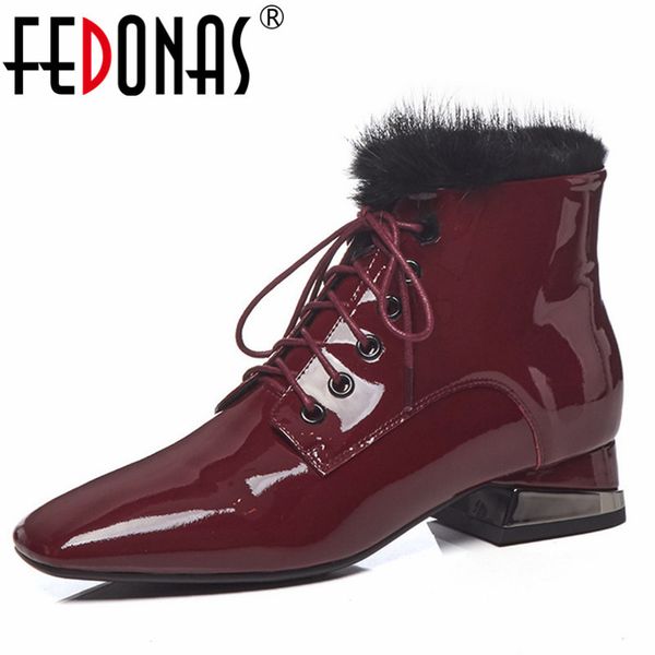 

fedonas women high heels ankle boots genuine leather corss-tied square toe party wedding shoes woman female basic boots 1026, Black