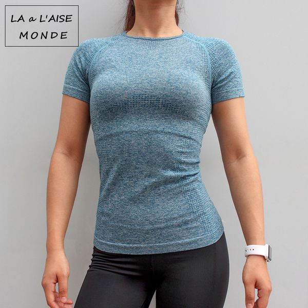 

fitness women seamless sport shirt sports wear for women gym running short sleeve yoga workout training sports, White;red
