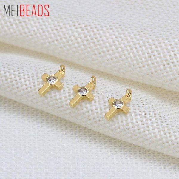 

charms meibeads 1pc cross gold color pendant for women men punk choker necklace making accessories fashion party findings 1.2*0.7cmbt31, Bronze;silver