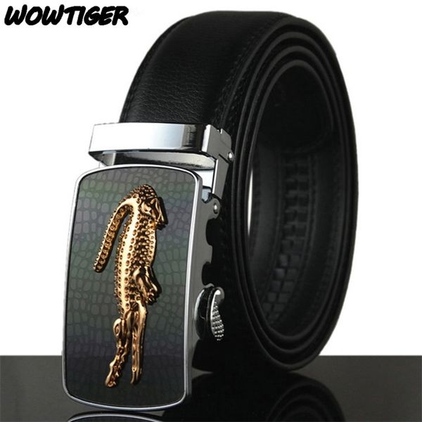 

wowtiger belt man fashion cowhide leather men designer luxury famous automatic buckle men belts for men 201110, Black;brown