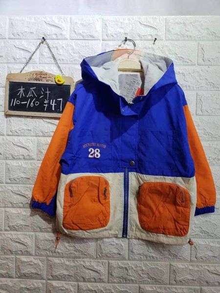 

children's 2021 papaya juice spring korean fashion stitching hooded zipper shirt, Black