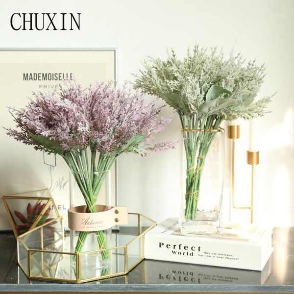 

flocking with grass cypress leaves artificial flower bouquet diy home decor wedding holding flower wall plants wall fake1