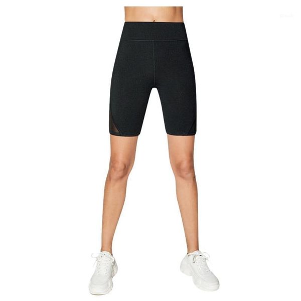 

yoga outfits women high waist mesh stitching shorts stretch perspective pants running sport jogging gym fitness pant #zer1, White;red