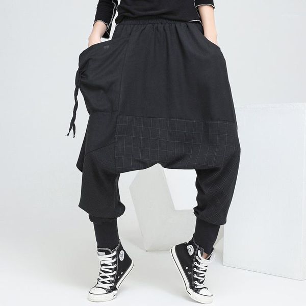 

trousers women new rushed pantalon mujer europe and america 2020 spring summer personality pocket loose long-sleeved shirt tide1, Black;white