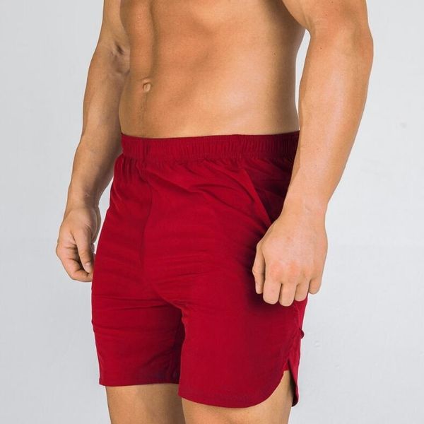 

summer muscle fitness solid color leisure running fast drying sports shorts men's dk, White;black