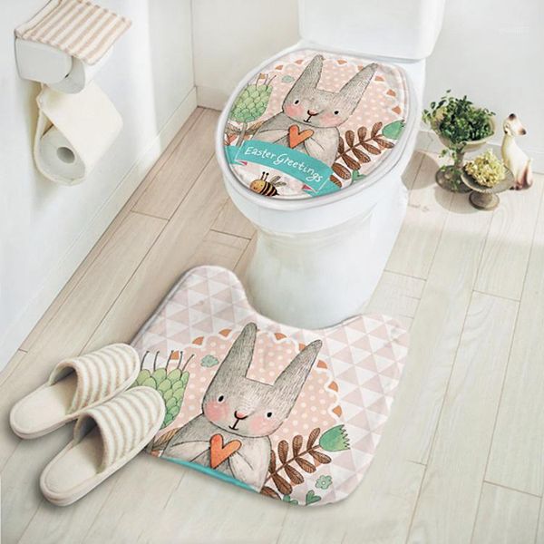 

2pcs/set anti-slip floor mat toilet pedestal rug lid toilet cover bath mat floor mats carpet bathroom carpet set b1